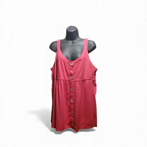 Terra & Sky Women's Plus 1X Linen Blend Sleeveless Tunic Top Pink (JC200)